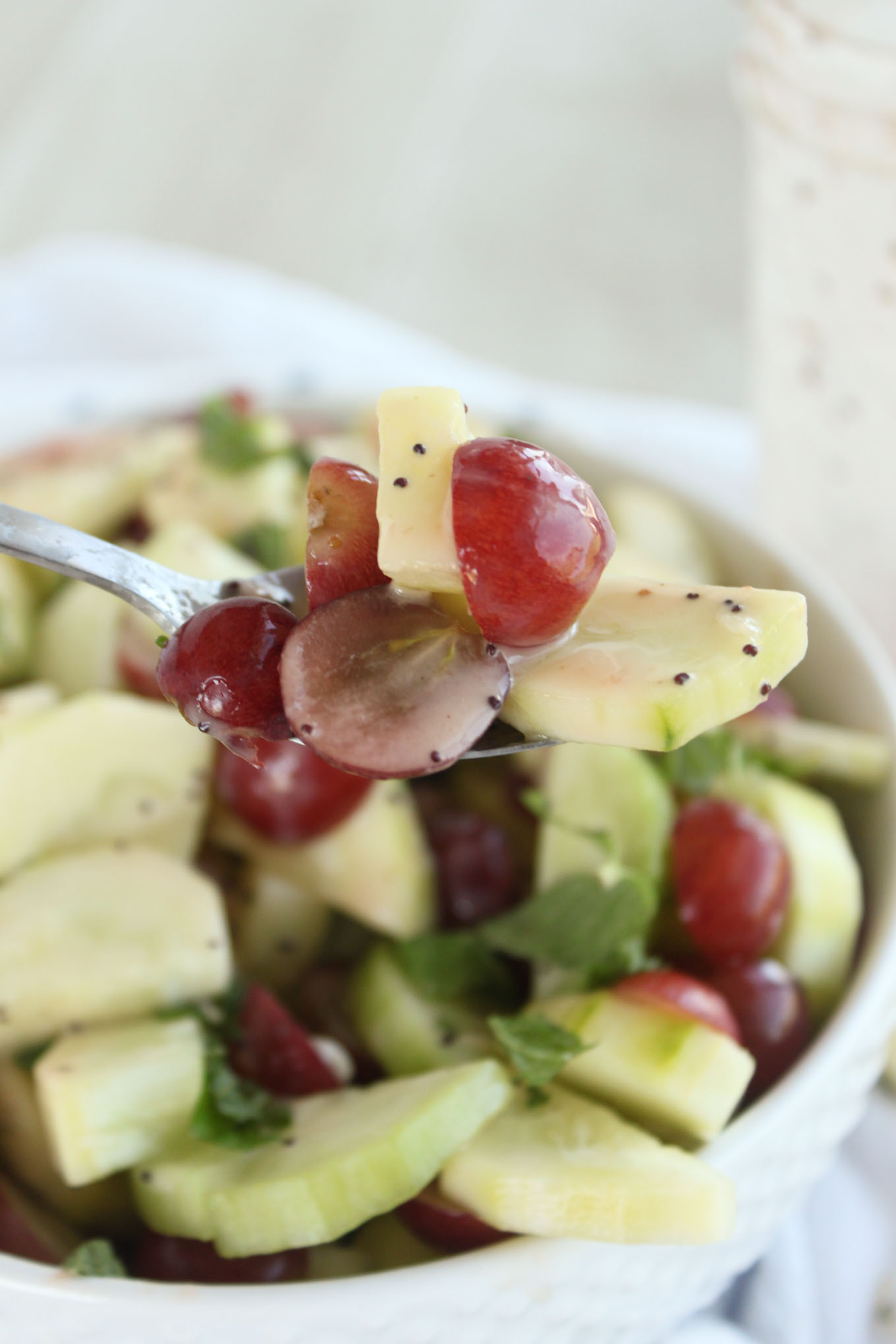 10 minute Cucumber Grape Salad with Poppyseed Dressing | simplerootswellness.com