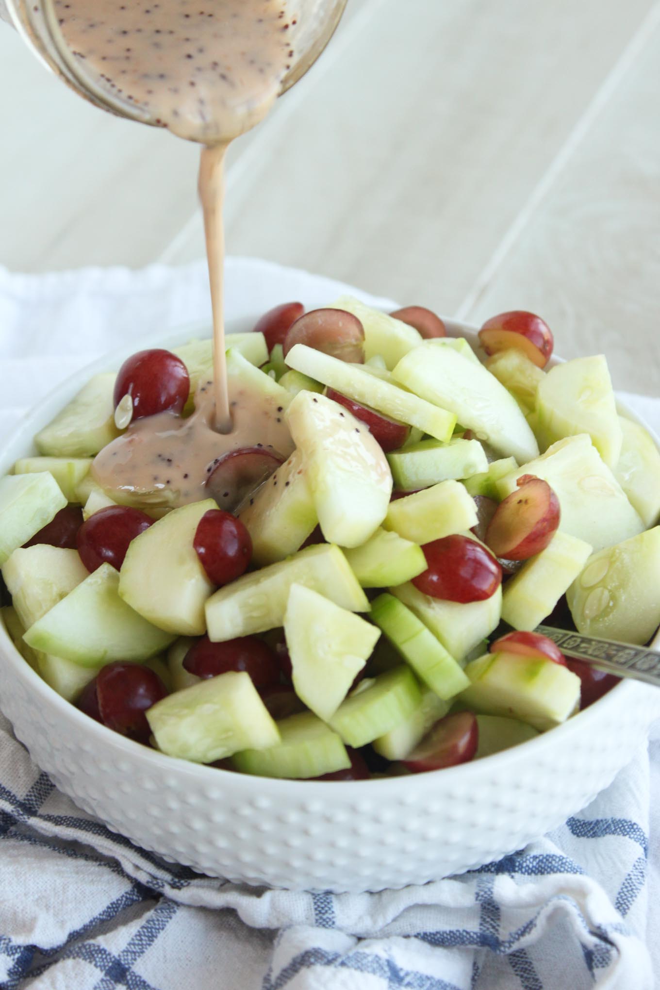 10 minute Cucumber Grape Salad with Poppyseed Dressing | simplerootswellness.com