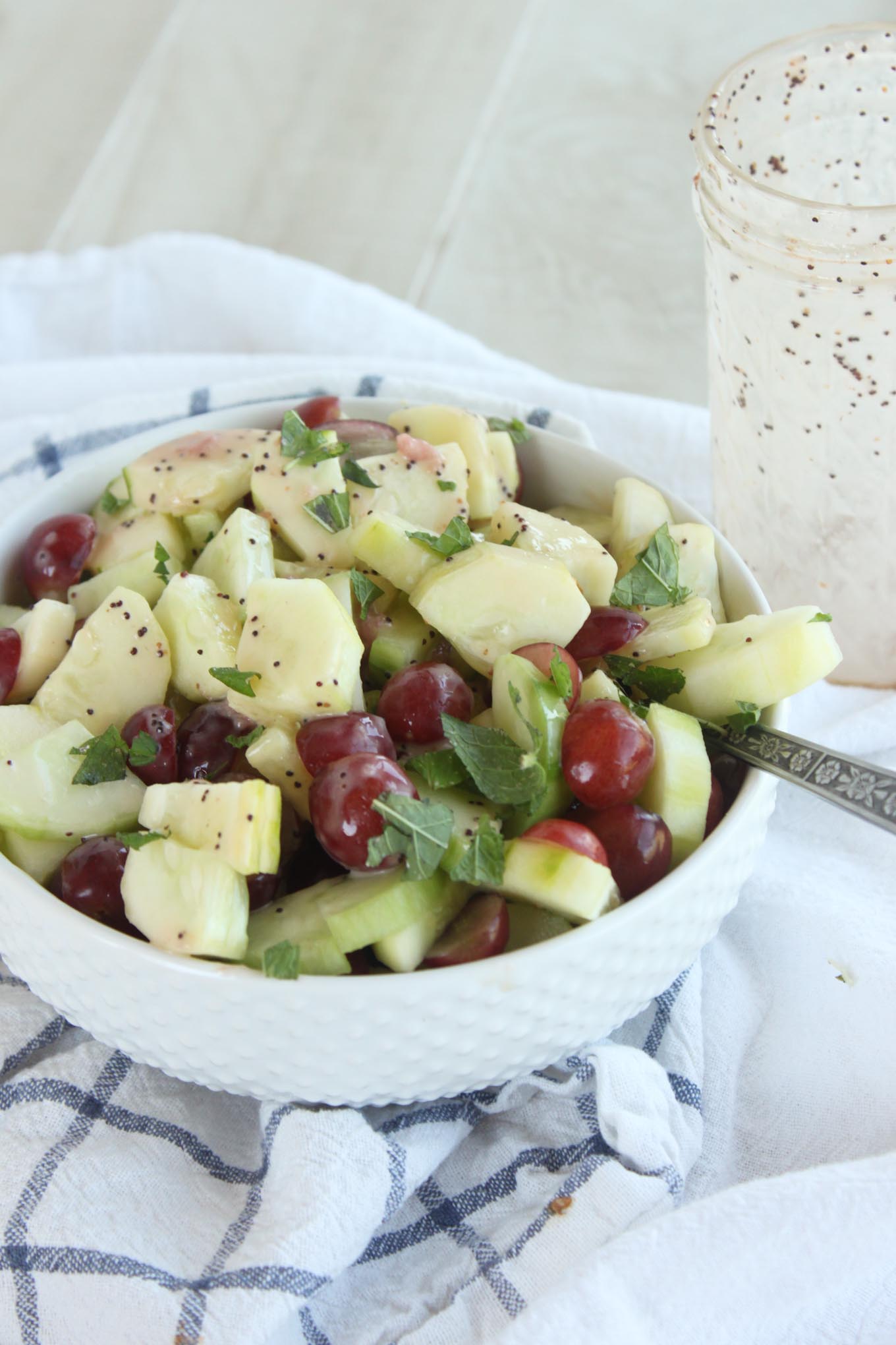 10 minute Cucumber Grape Salad with Poppyseed Dressing | simplerootswellness.com